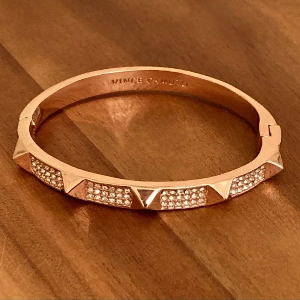Vince Camuto | Pyramid Pave Bangle | Rose Gold | 2.25” Inner Diameter